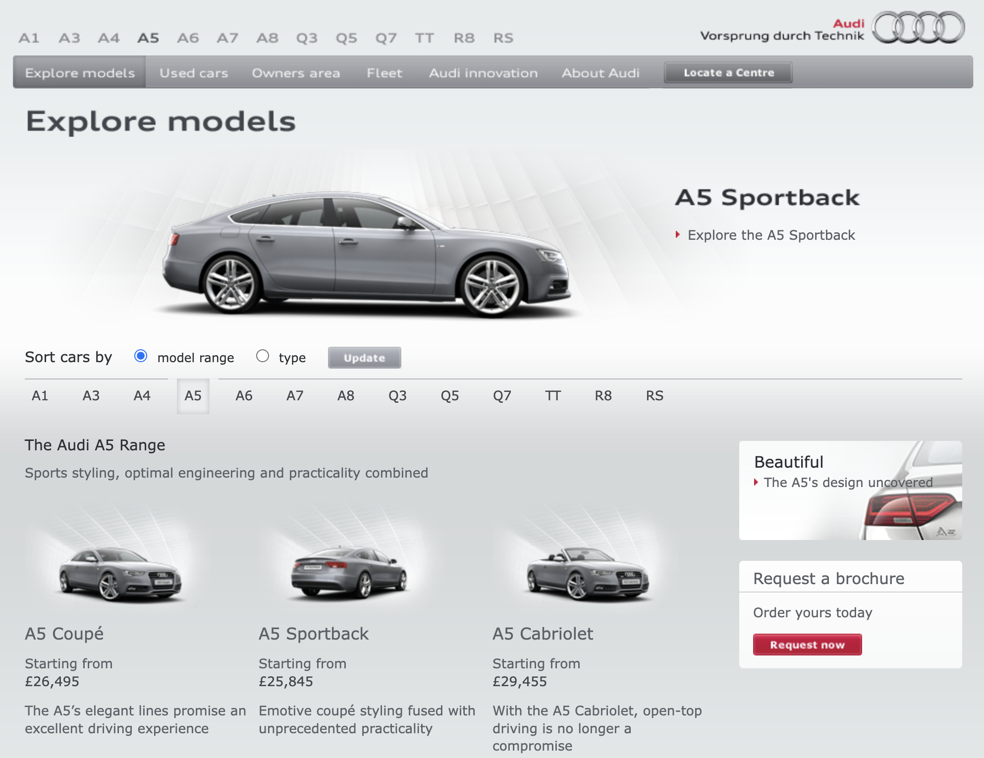 Old Audi Website screenshot